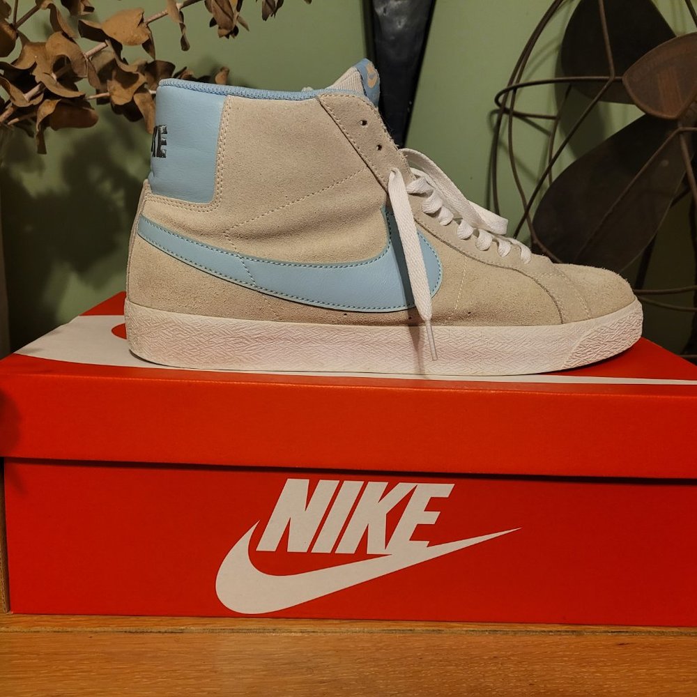 NIKE SB ZOOM BLAZER MID SZ 13 PHOTON DUST GREY PSYCHIC BLUE 864349-008